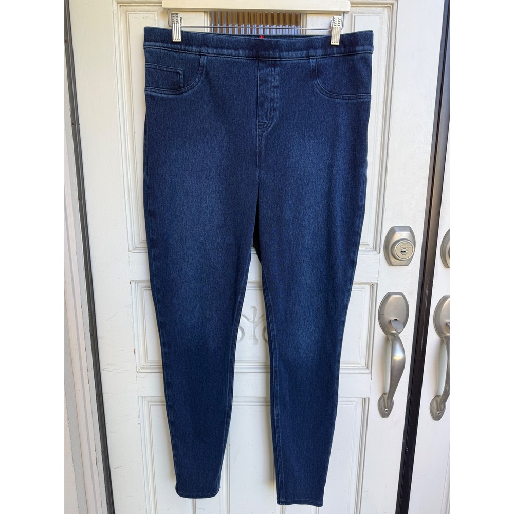 Spanx Jean-ish Ankle Leggings Dark Indigo Blue High Rise Jeggings Size 1X‎